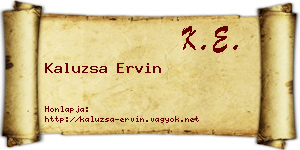 Kaluzsa Ervin névjegykártya